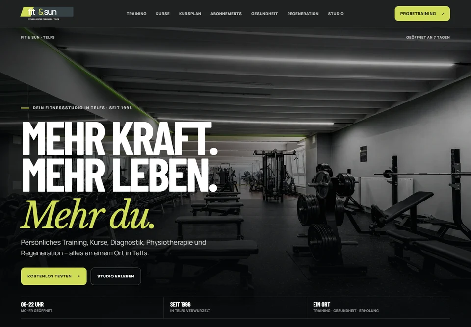 Startseite von Fit & Sun