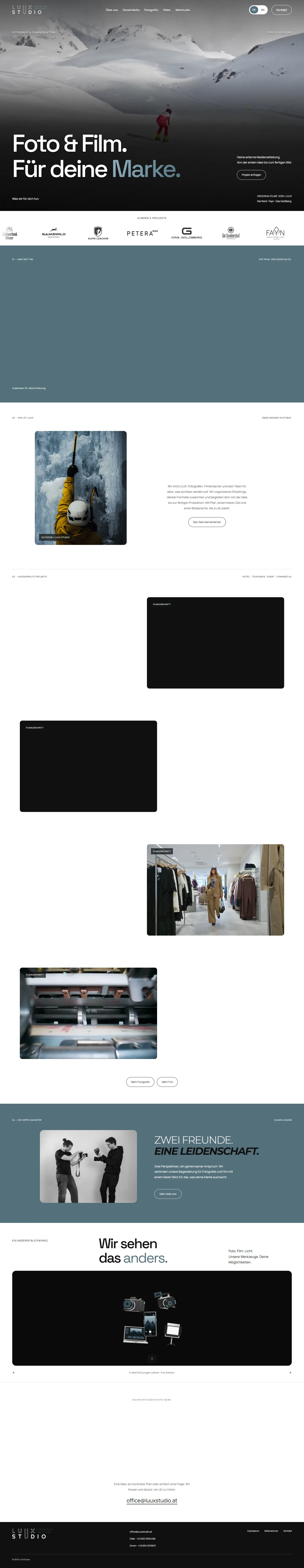 Zusammenhängende Website-Vorschau der LUUX-STUDIO-Startseite